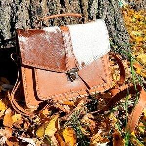 Genuine Leather and Cow Hair on Hide Crossbody Purse